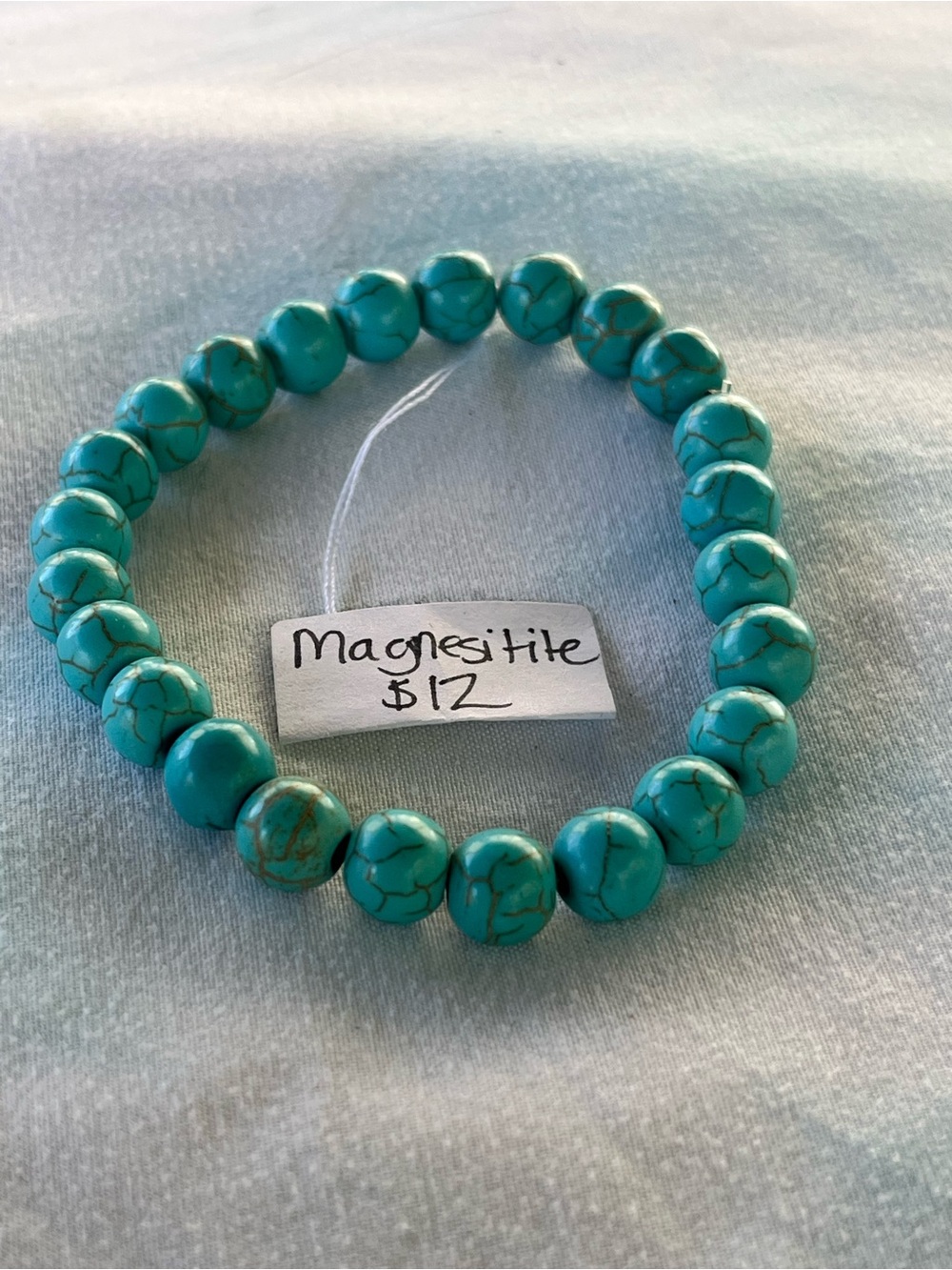 Handcrafted Turquoise Magnesite Beaded Stretch Bracelet -